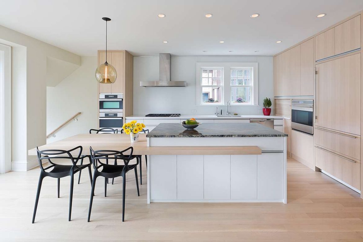 Kitchen island with tile sides